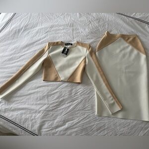Elegant Cream and Tan Women's Set